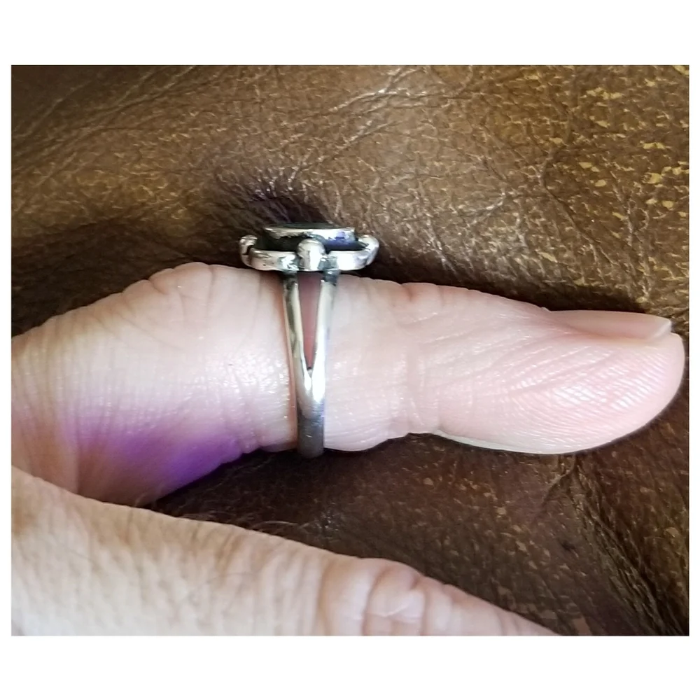 VTG. TURQUOISE/ STERLING SILVER RING- SIZE     5 or 15.8mm